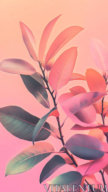 Bicolor rubber plant foliage under warm duotone gradient light