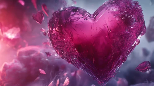 Crystal Heart in Magenta Light Field