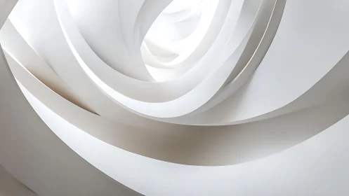 Abstract white spiral architectural structure with modern minimalism.