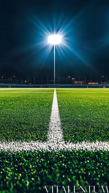 Nighttime field glows as bright stadium lights guide the game