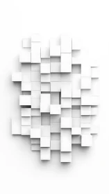 Minimalist white 3D cube relief wall composition.