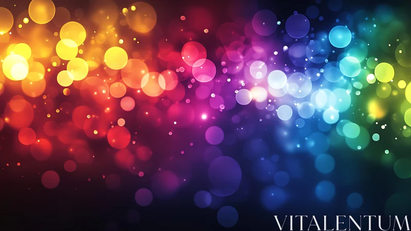 Vibrant multicolor bokeh lights abstract digital art background.