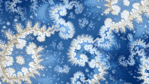 Blue and white spiral fractal pattern with branching structures.