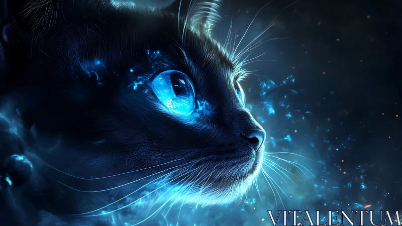 Luminescent Feline Gazes Through Electric Sapphire Dimensions