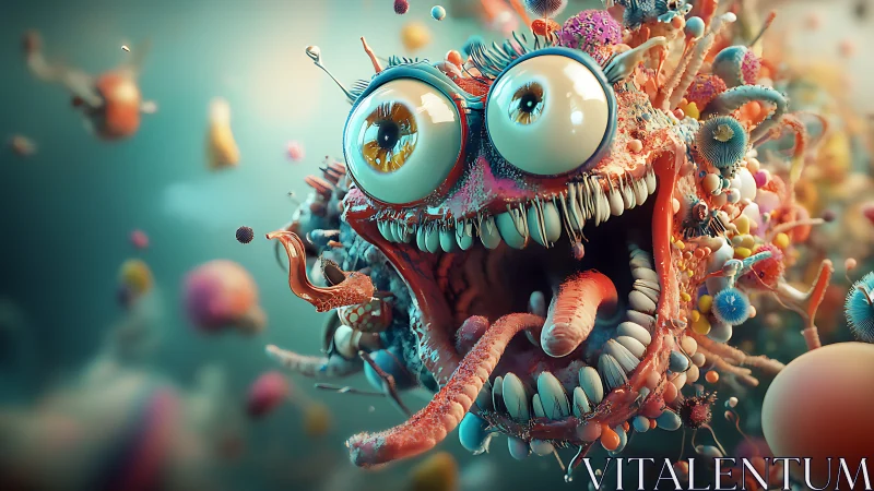 Hyper-detailed microbiological monster rendered with volumetric depth