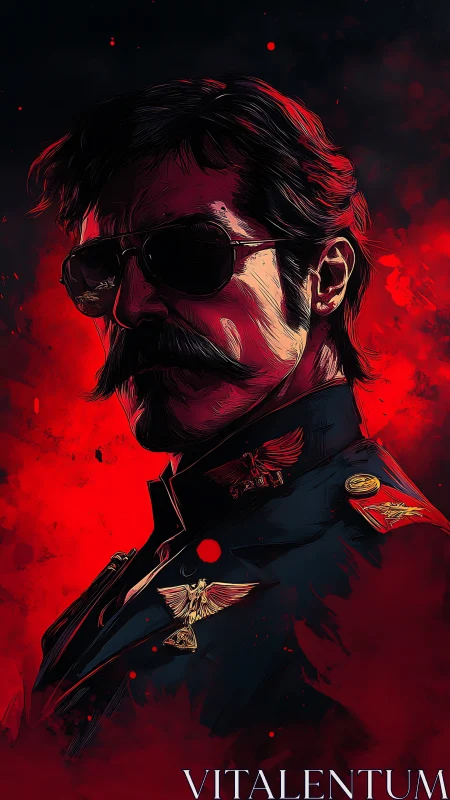 Commanding hero in bold red and shadowed swagger.