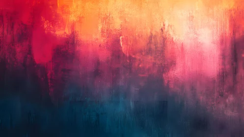 Vibrant Abstract Painting with Warm and Cool Color Blends.