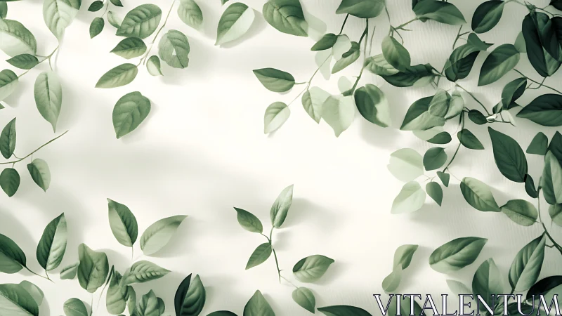 Soft green leafy border surrounds bright minimalist space