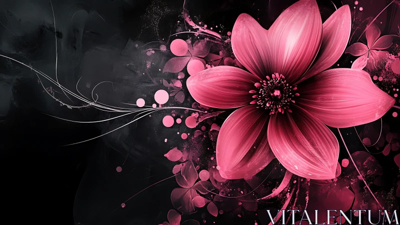 Luminous Pink Flower Against Dramatic Dark Canvas