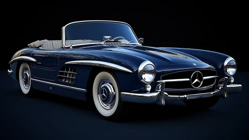 Mid-century roadster rendered with high-gloss photoreal lighting