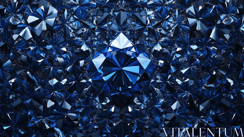 Clustered blue crystal facets in abstract geometric field.
