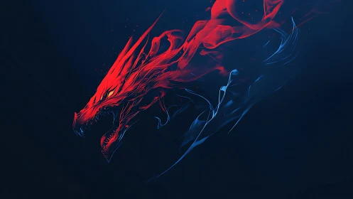 Fiery red dragon spirit streaks across a deep midnight sky