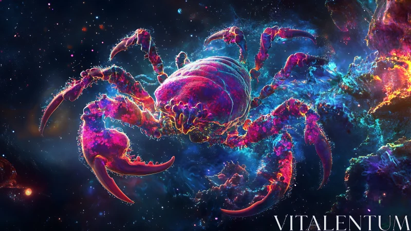 Nebula-crab drifting through prismatic starlit tides.