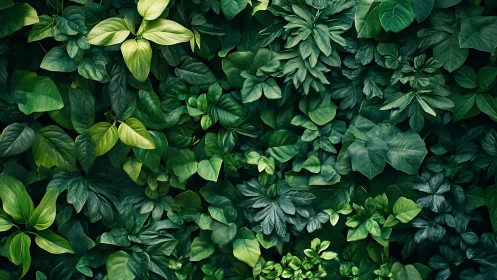 Lush emerald leaf tapestry weaving a serene jungle wall.