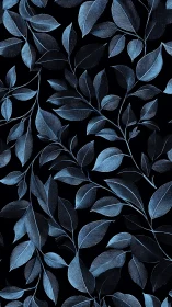Midnight blue leaves drift softly across a dark sky