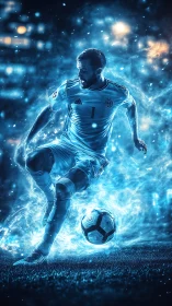 Cyberpunk sports portrait with dynamic neon energy effects.