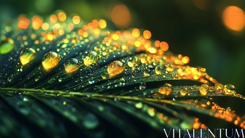 Dewlit jungle fronds wearing sunrise jewels of fire.