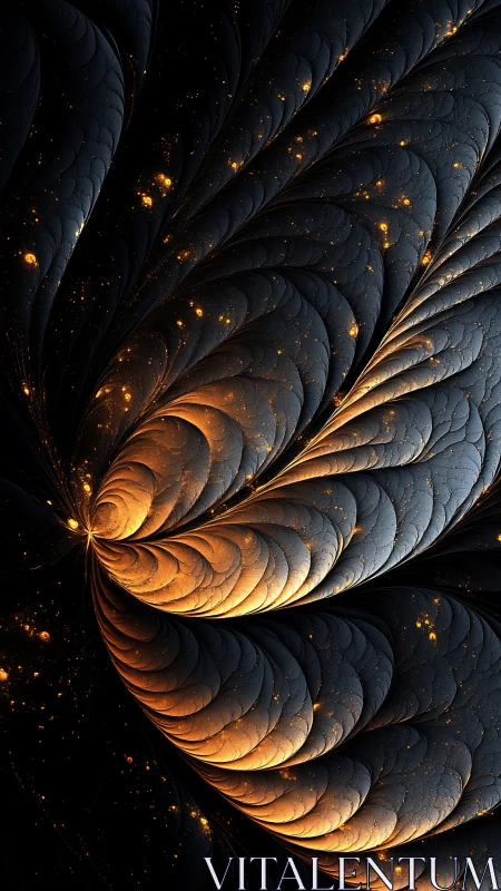 Ember-lit fractal petals unfolding in deep cosmic dark.