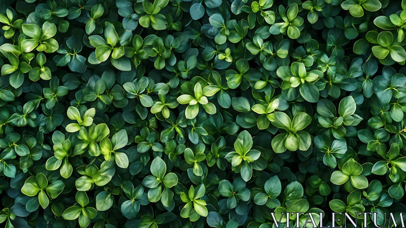 Top-down optical study of dense glossy green foliage canopy.