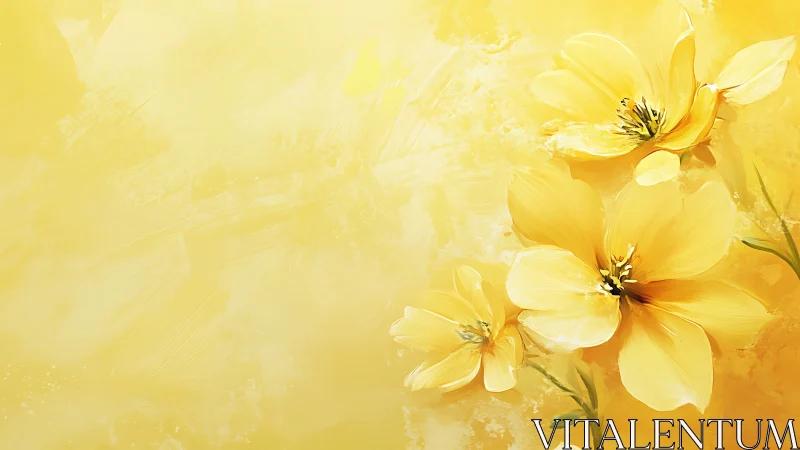 Golden Blossoms Painted in Soft Yellow Light