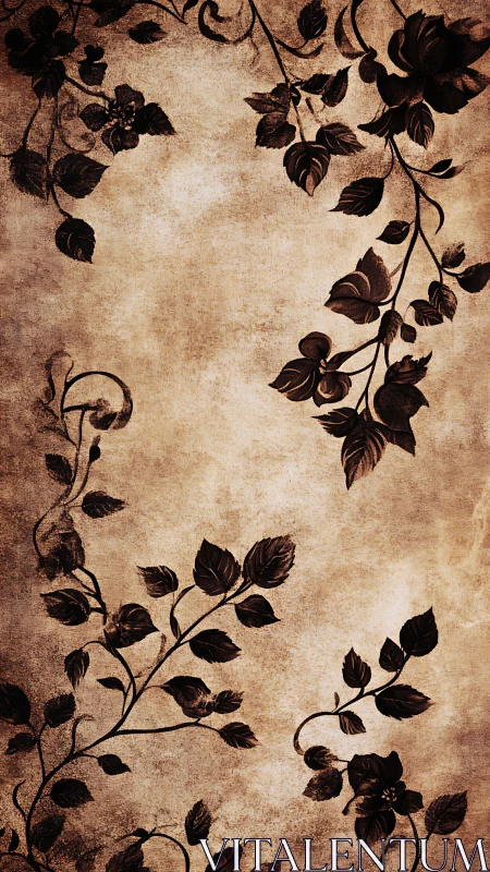 Vintage floral vines curling softly around warm parchment.