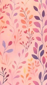Pastel botanical foliage pattern with warm gradient background