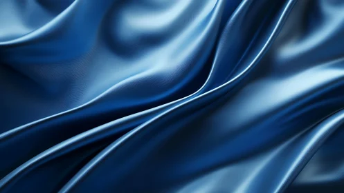 Lustrous blue satin folds rendered with hyperreal lighting detail