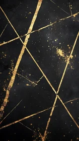 Golden fractured lines shimmer across a dark textured void