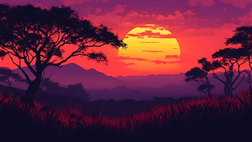 Crimson savanna sundown ignites silhouetted acacia dreams.