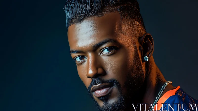 Studio portrait of man with rim lighting and teal accents.