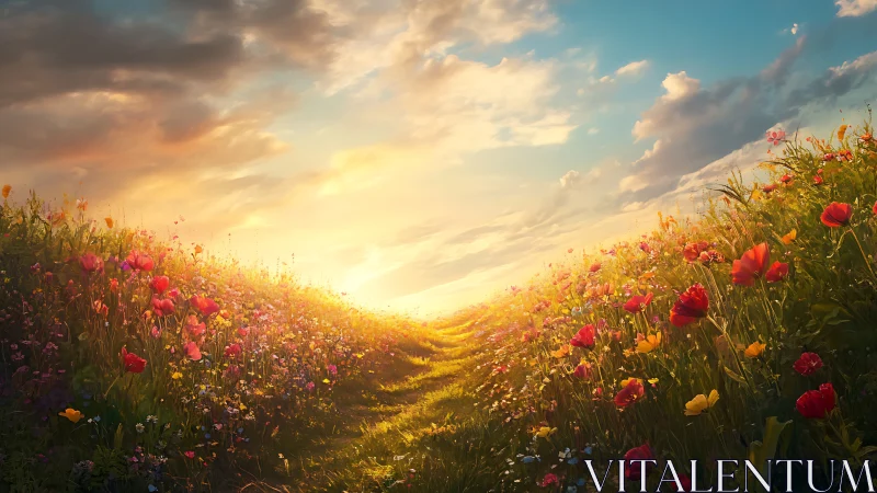 Morning light gently opens a colorful wildflower pathway