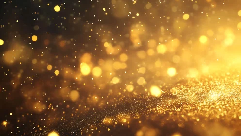 Golden Bokeh Glitter Background in Festive Abstract Style.