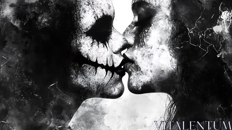 Grim reaper kiss collides with a cracked porcelain lover.