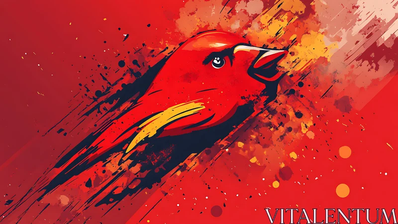 Vector-splatter cardinal head with dynamic chromatic motion field.