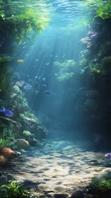 Sunlit Coral Pathway Where Quiet Fish Guard Daydreams.