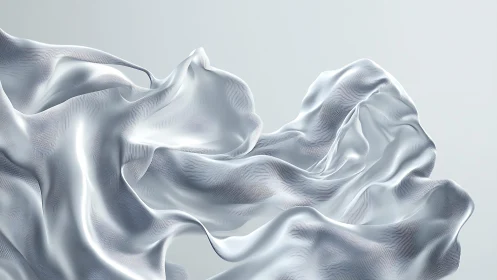 Flowing Silver Silk Fabric in Minimalist Abstract Style.