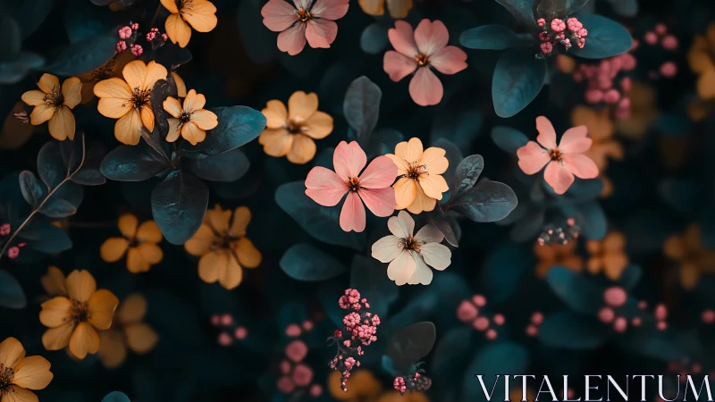 Garden Whispers: Where Golden and Pink Blooms Dance Together.