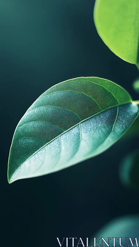 Macro analysis of single leaf with crisp venation and bokeh field