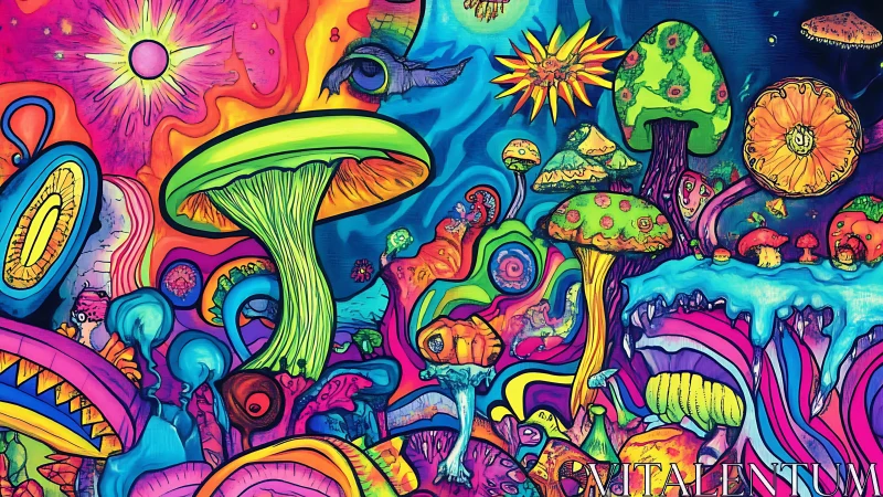 Color-drenched mushroom wonderland welcomes curious eyes