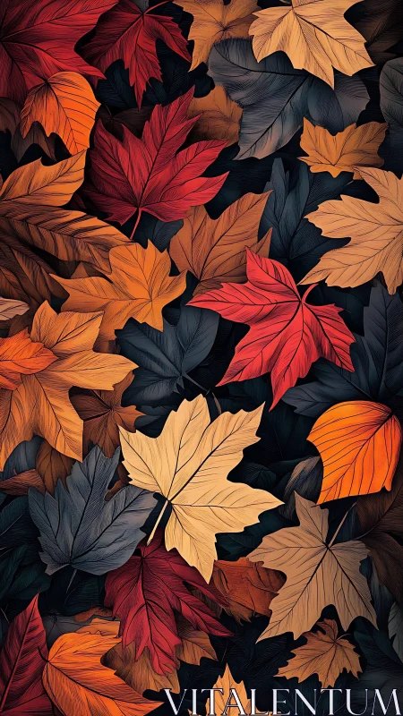 Overlapping autumn leaves in controlled color arrangement.