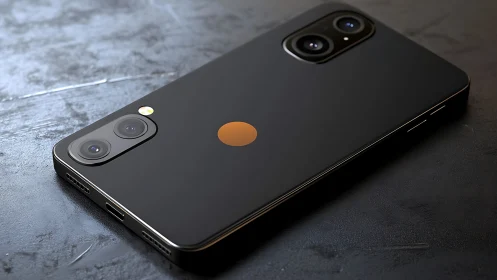 Premium black smartphone with dual rear camera system and metallic accents