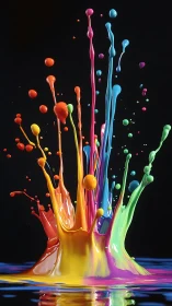 Color splash celebration leaping from a midnight canvas.