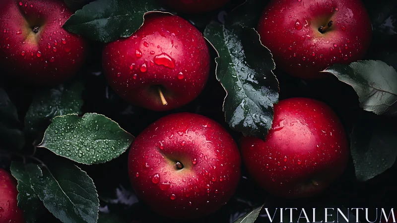 Ruby orchard chorus of dewy apples in velvet shadows.