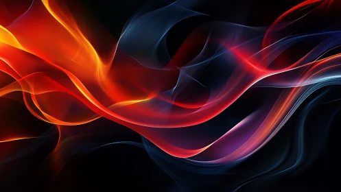 Flowing neon waves cascade through darkness with luminous energy