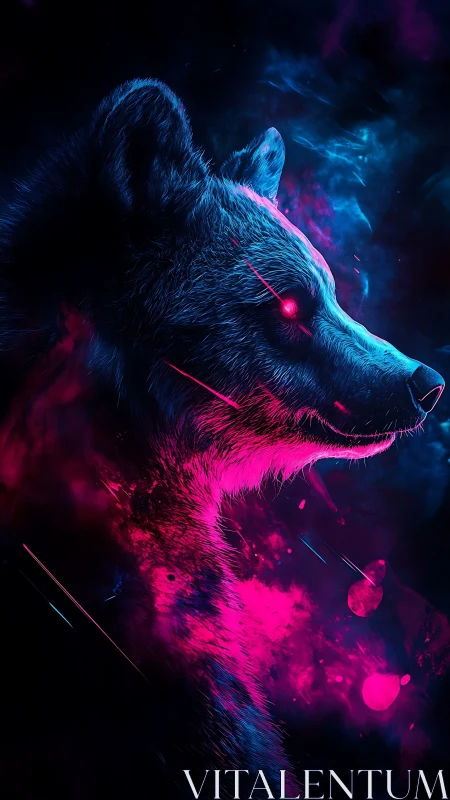 Cyberpunk neon wolf profile rendered in high-contrast glow.