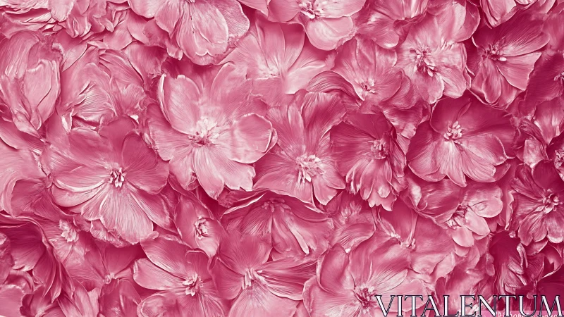 Vibrant Pink Peonies: Layered Petals in Botanical Textile Arrangement