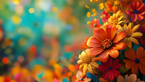 Vibrant Daisy Garden with Golden Bokeh Accents.