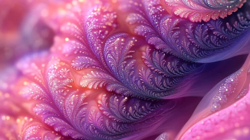 Shimmering pastel fractal leaves glow in soft dreamy light