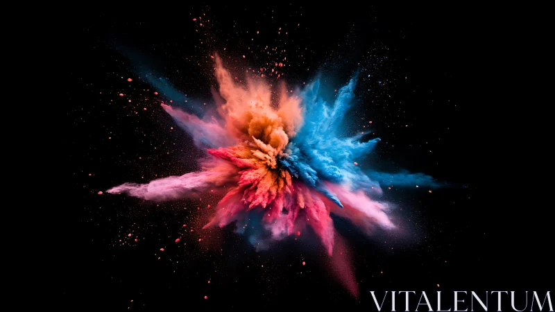 Colorful powder burst captures motion in a bold dark space