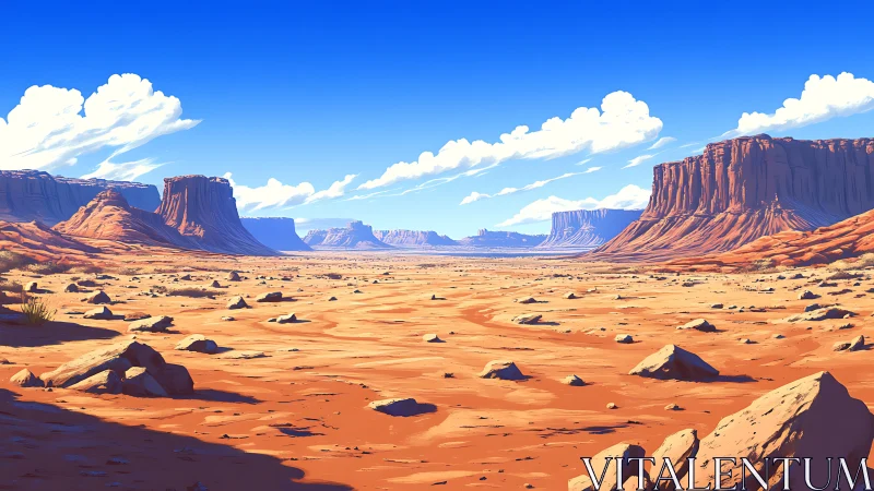 Sunlit mesas guard a boundless desert of rust and sky.